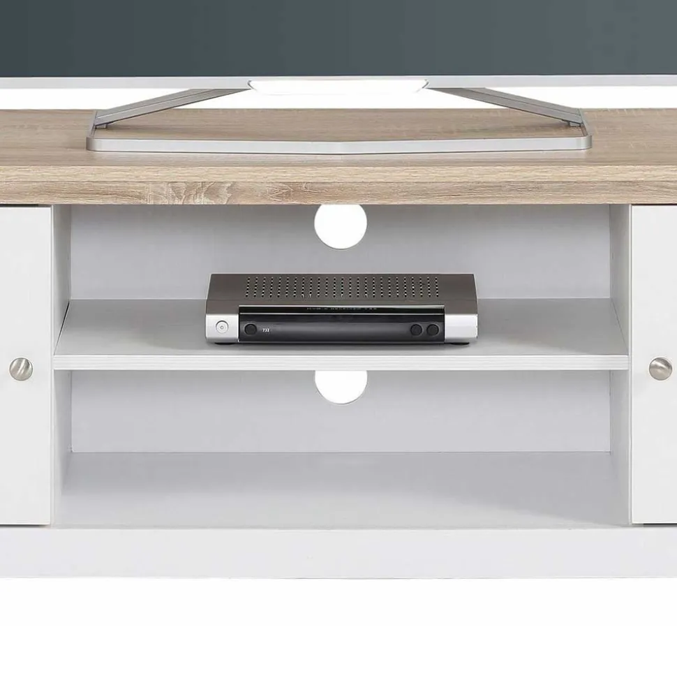 160x45x40 cm TV Schrank in Weiß & Eichefarben - Akedra