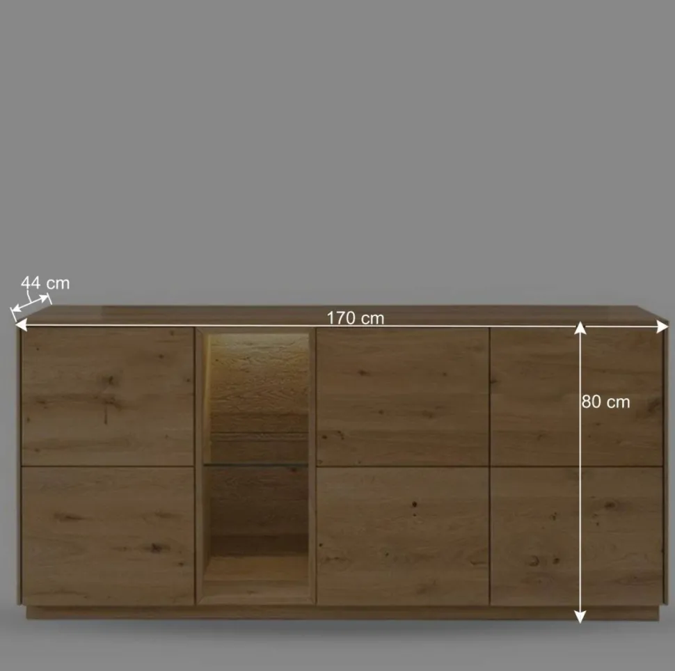 170x80x44 cm Wildeiche Sideboard geölt - Obinson