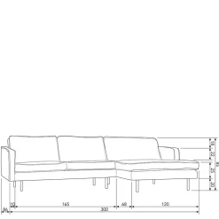 300x85x155 Couch über Eck mit vier Plätzen - Nustra