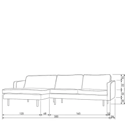 300x85x155 Couch über Eck mit vier Plätzen - Nustra