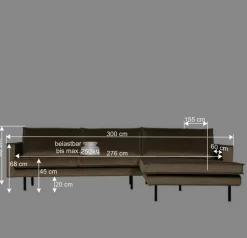 300x85x155 Couch über Eck mit vier Plätzen - Nustra