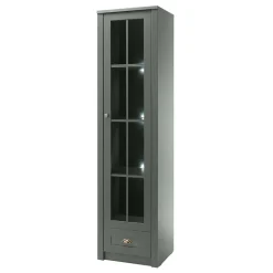 50x197x43 Country Vitrine in Dunkelgrün - Niestov