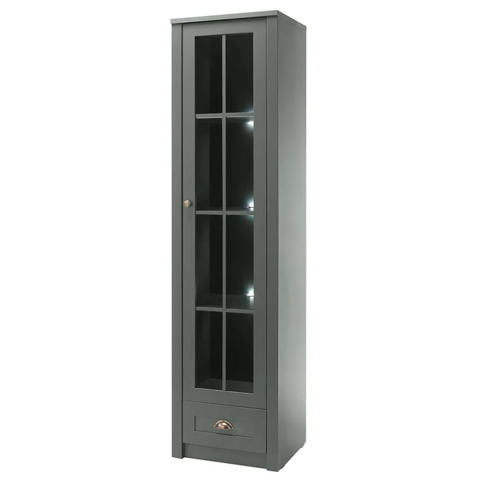 50x197x43 Country Vitrine in Dunkelgrün - Niestov