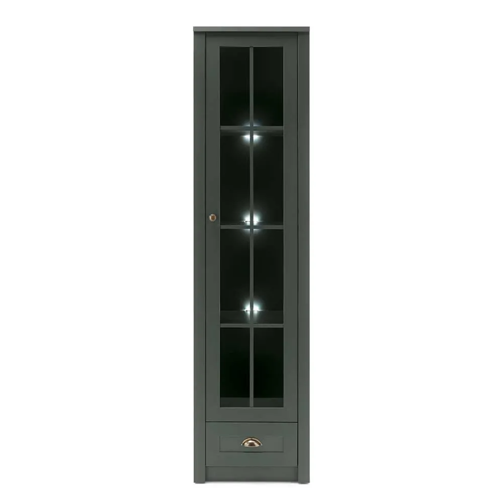 50x197x43 Country Vitrine in Dunkelgrün - Niestov