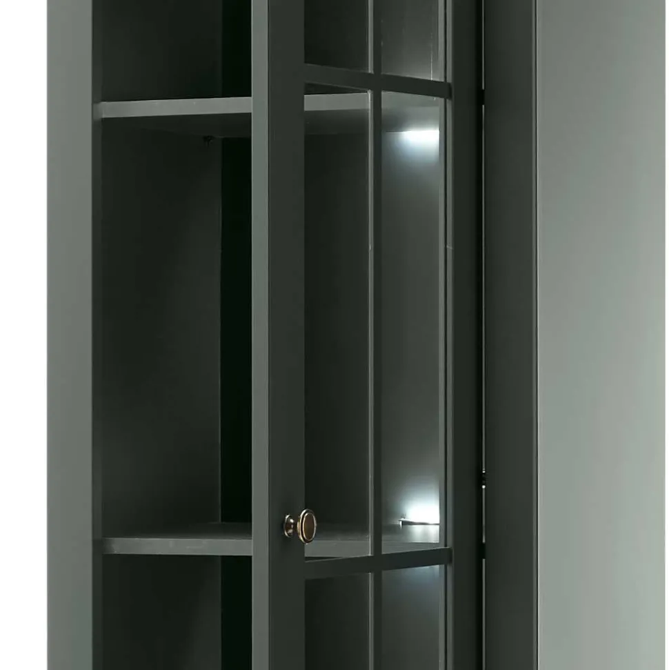 50x197x43 Country Vitrine in Dunkelgrün - Niestov