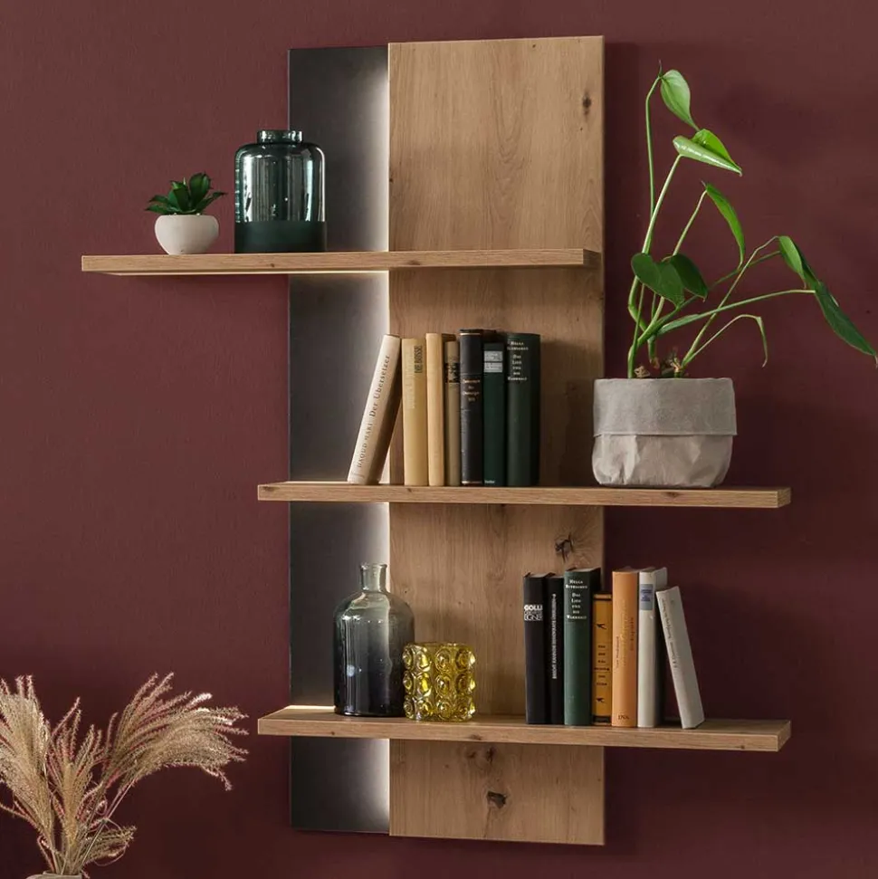 95x118x25 Design Hängeregal in Eiche Optik - Nikdus