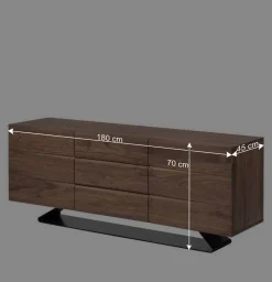 180x70x45 Design Kommode aus Nussbaum Holz - Dexter