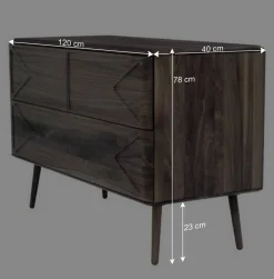 120x78x40 Design Kommode aus Nussbaum - Rivossa