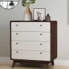 80x88x39 Design Kommode in Weiß & Walnuss - Devkan