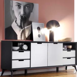180x73x40 Design Sideboard in Grau & Weiß - Vadids