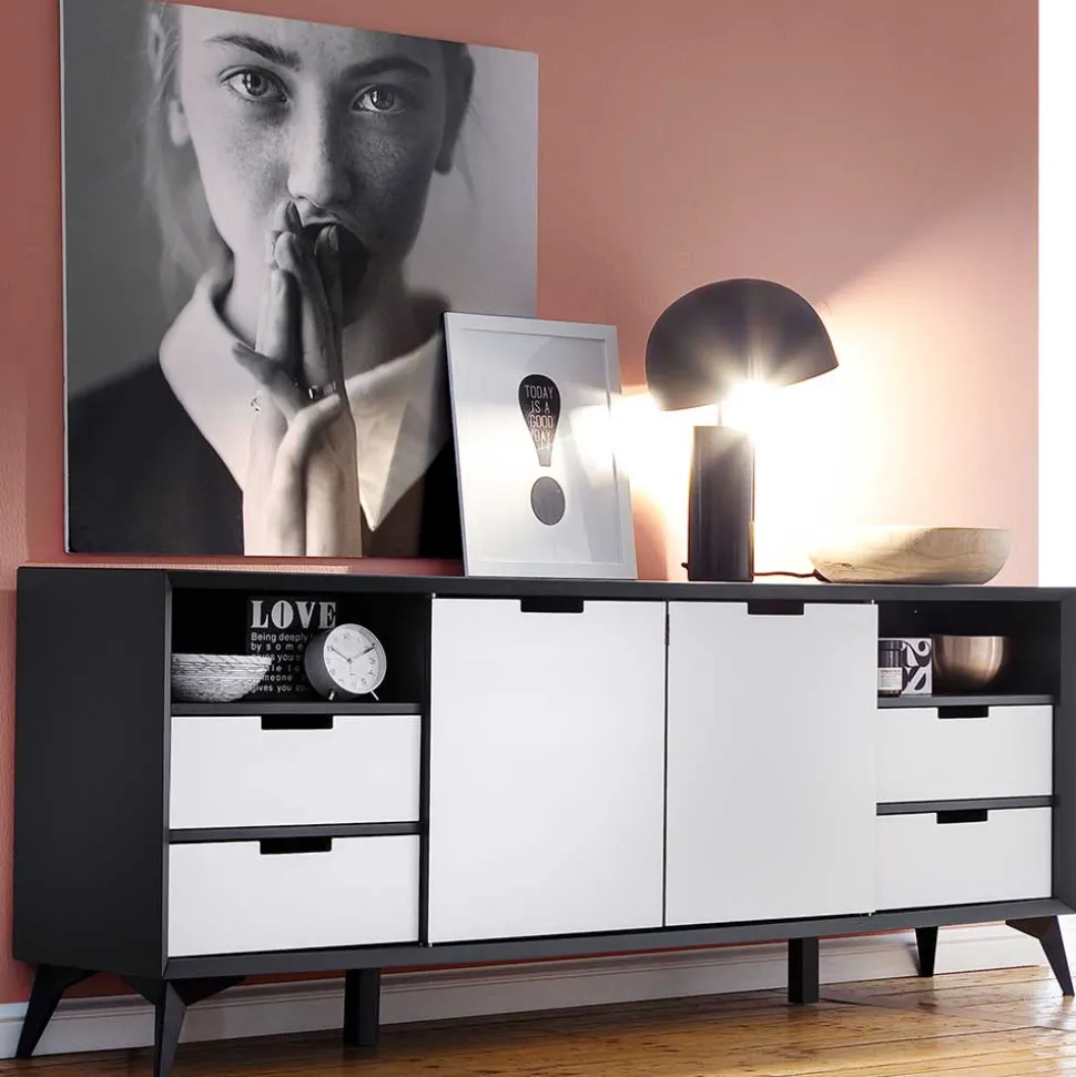 180x73x40 Design Sideboard in Grau & Weiß - Vadids