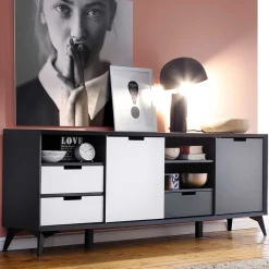 180x73x40 Design Sideboard in Grau & Weiß - Vadids