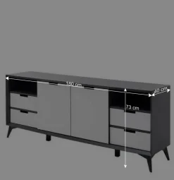 180x73x40 Design Sideboard in Grau & Weiß - Vadids