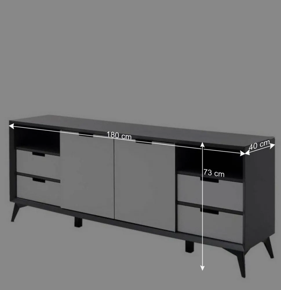 180x73x40 Design Sideboard in Grau & Weiß - Vadids