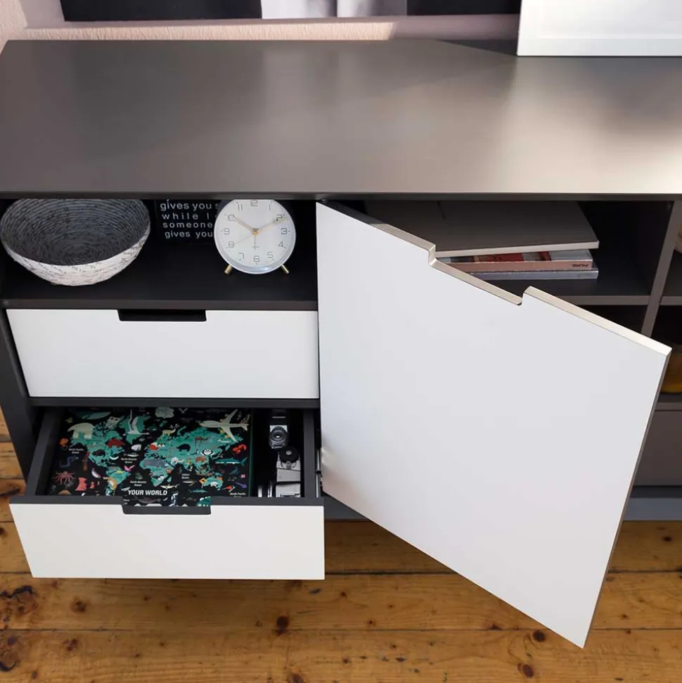180x73x40 Design Sideboard in Grau & Weiß - Vadids