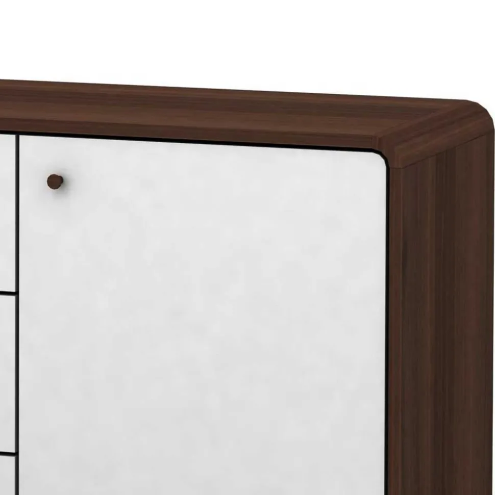 140x76x39 Design Sideboard in Weiß & Walnuss - Devkan