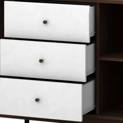 140x76x39 Design Sideboard in Weiß & Walnuss - Devkan
