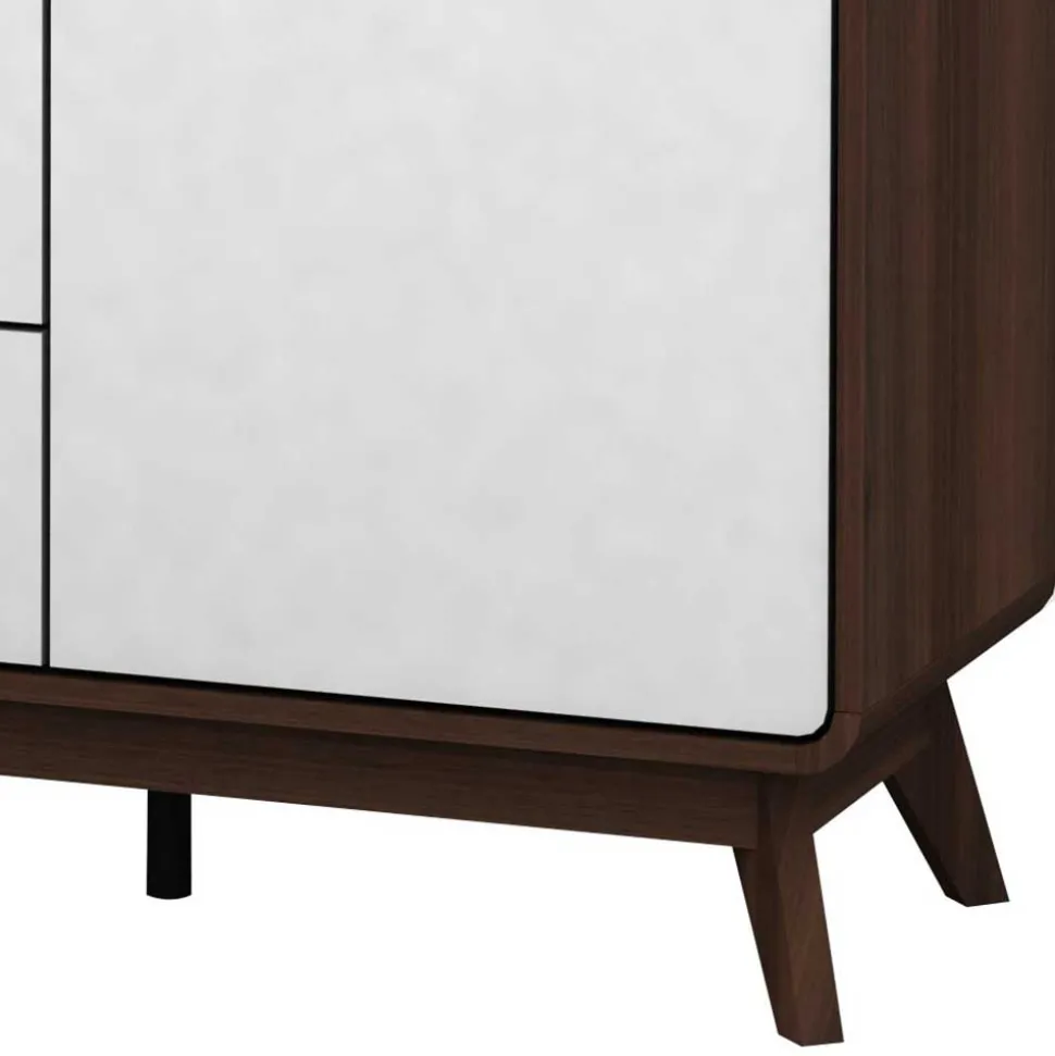 140x76x39 Design Sideboard in Weiß & Walnuss - Devkan