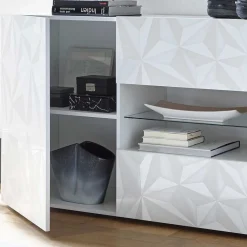 181x84x42 Designer-Sideboard in Glänzend-Weiß - Vovasoma