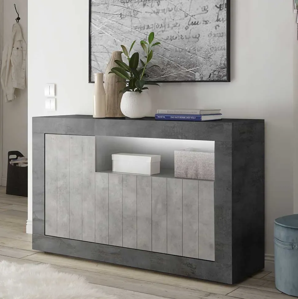 138x86x43 Design-Kommode in Grau zweifarbig - Casmas