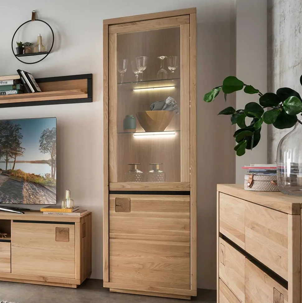 65x205x40 Echtholz Vitrine aus Wildeiche - Embleys