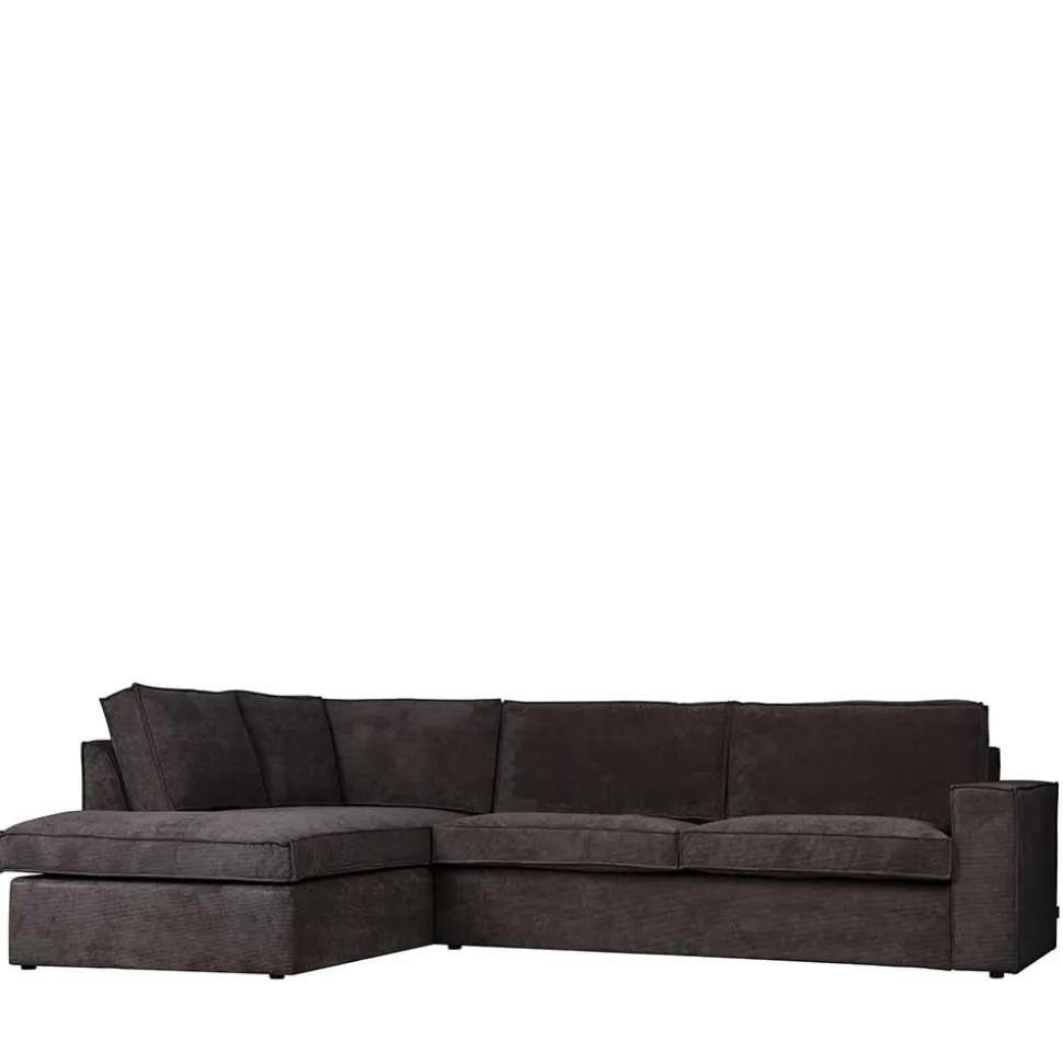 283x92x197 Eckcouch in Grau Cord Stoff - Olciano