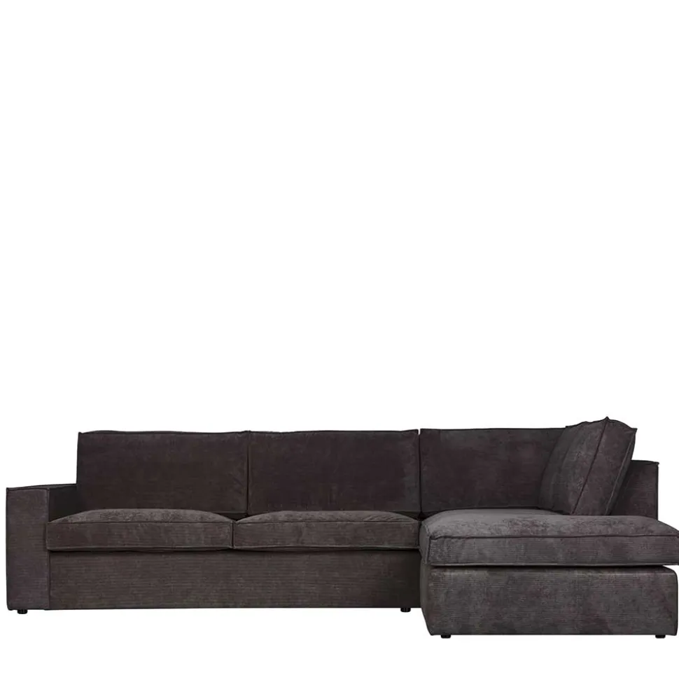 283x92x197 Eckcouch in Grau Cord Stoff - Olciano
