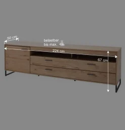 224x67x50 Fernsehboard aus Eiche Massivholz - Assela