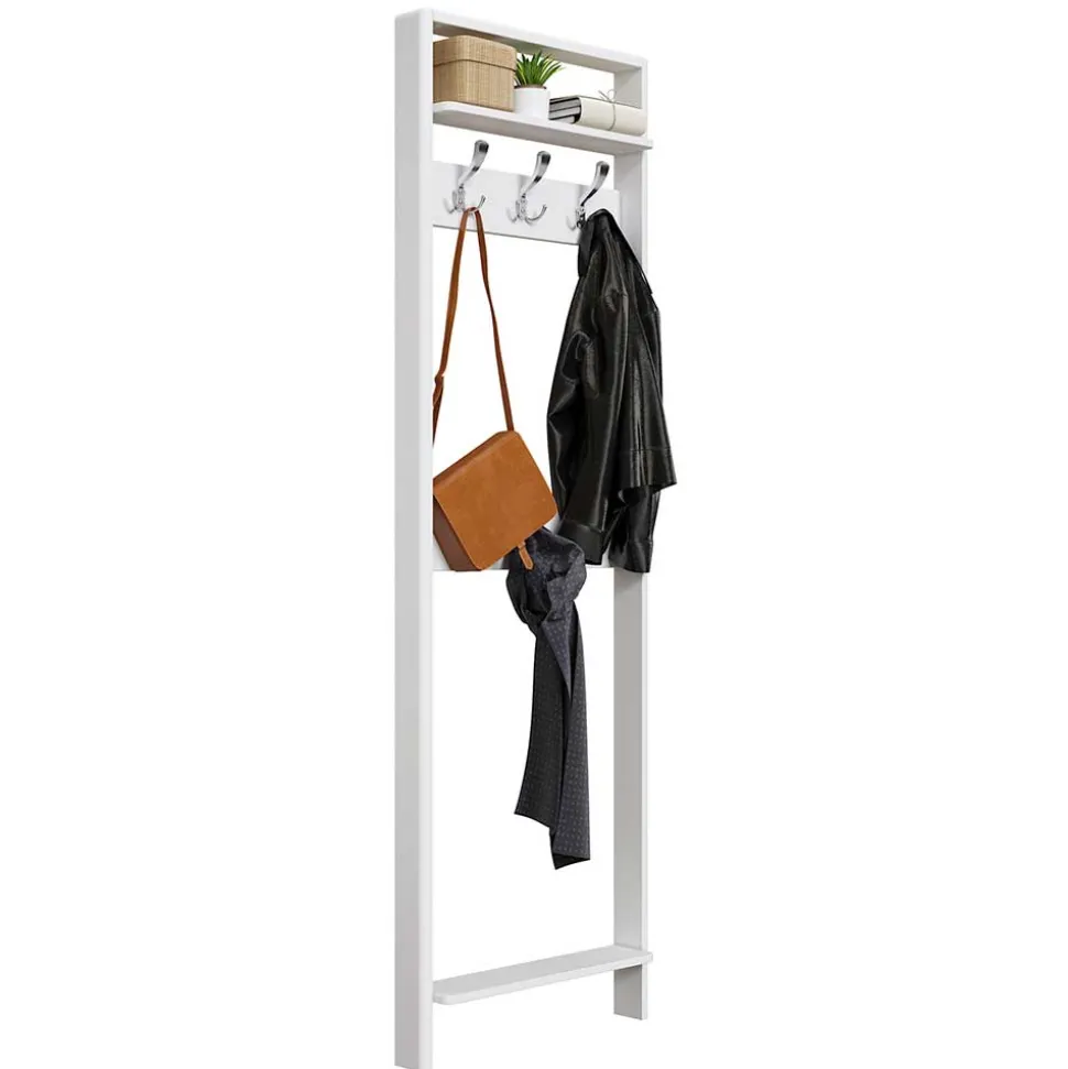 60x192x12 Garderobe aus Massivholz in Weiß - Oranias