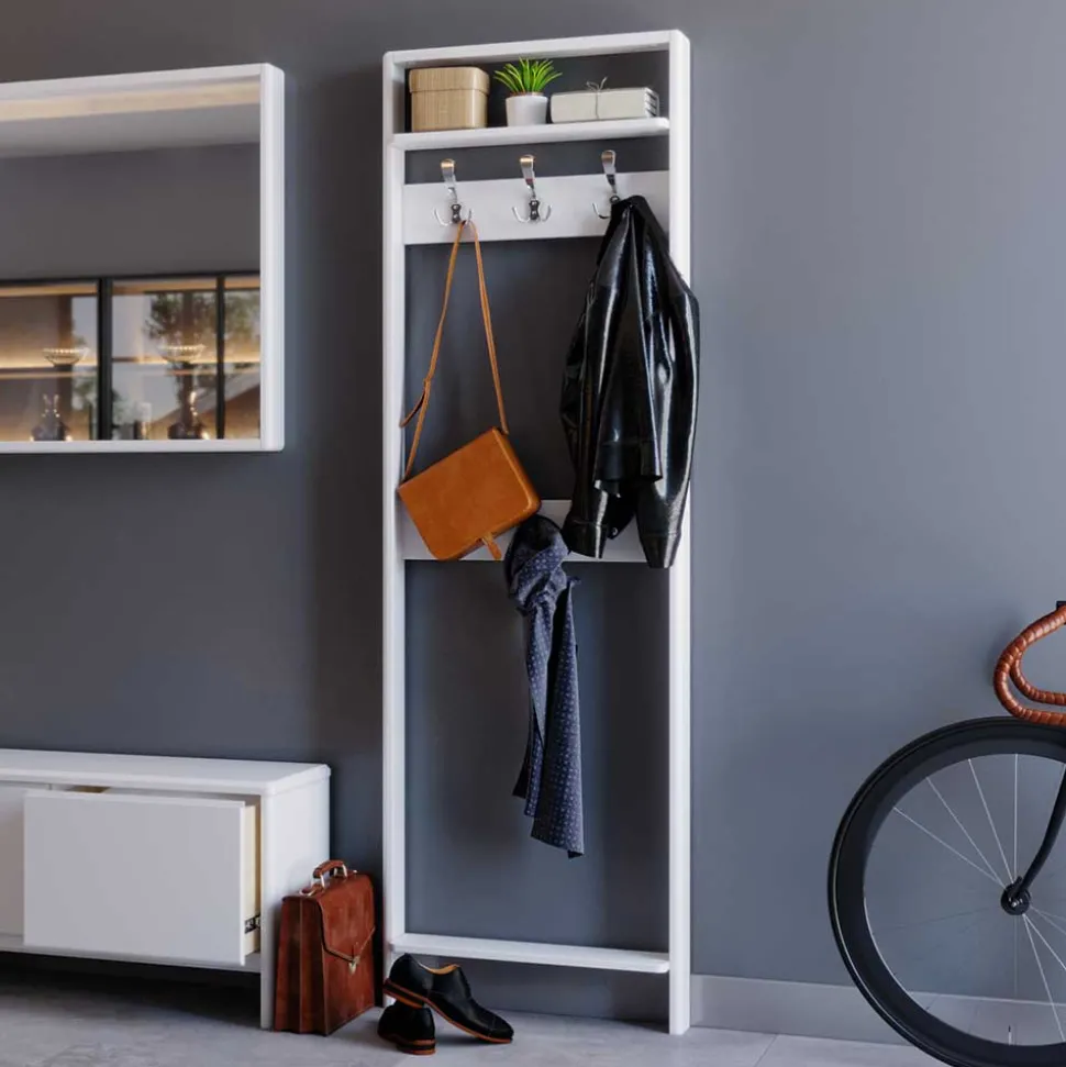 60x192x12 Garderobe aus Massivholz in Weiß - Oranias