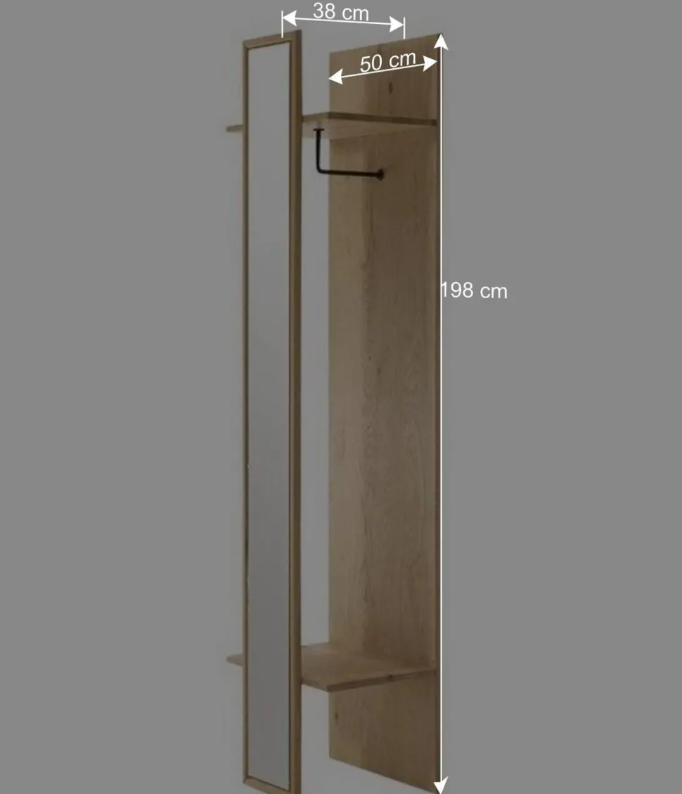 50x198x38 Garderobe mit Spiegel - Vardriva