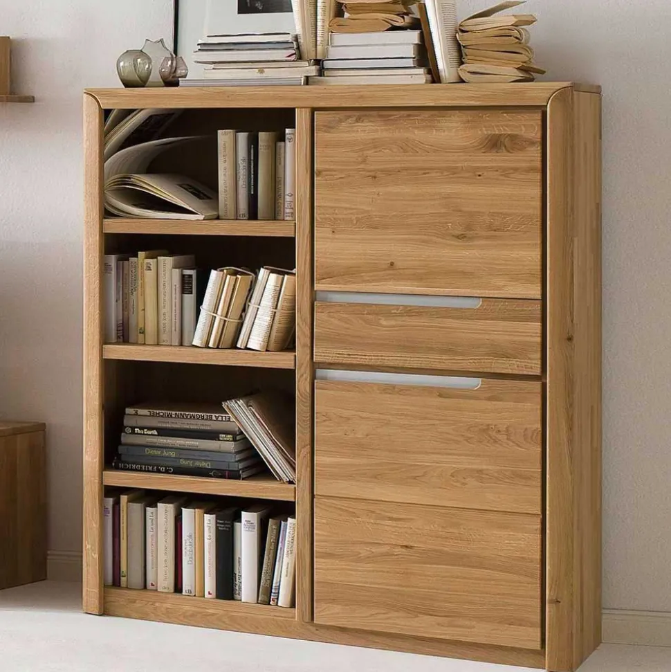 114x134x41 Highboard aus Wildeiche in Bianco - Croconia
