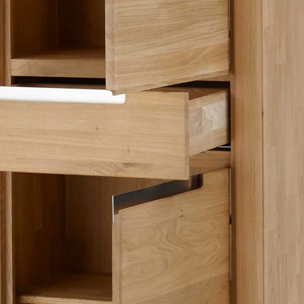 114x134x41 Highboard aus Wildeiche in Bianco - Croconia