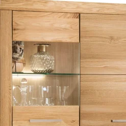 102x141x40 Highboard aus Wildeiche mit Glaseinsatz - Loitons