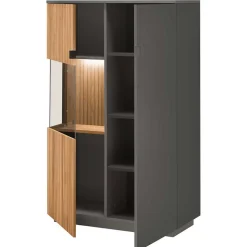 92x152x40 Highboard in Anthrazit & Eiche Bianco - Cruzca