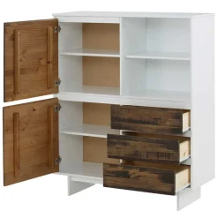 100x120x35 Highboard in Weiß & Kiefer dunkel - Chihu