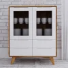90x109x40 Highboard mit Glas Türen & 4 Schubladen - Diesta