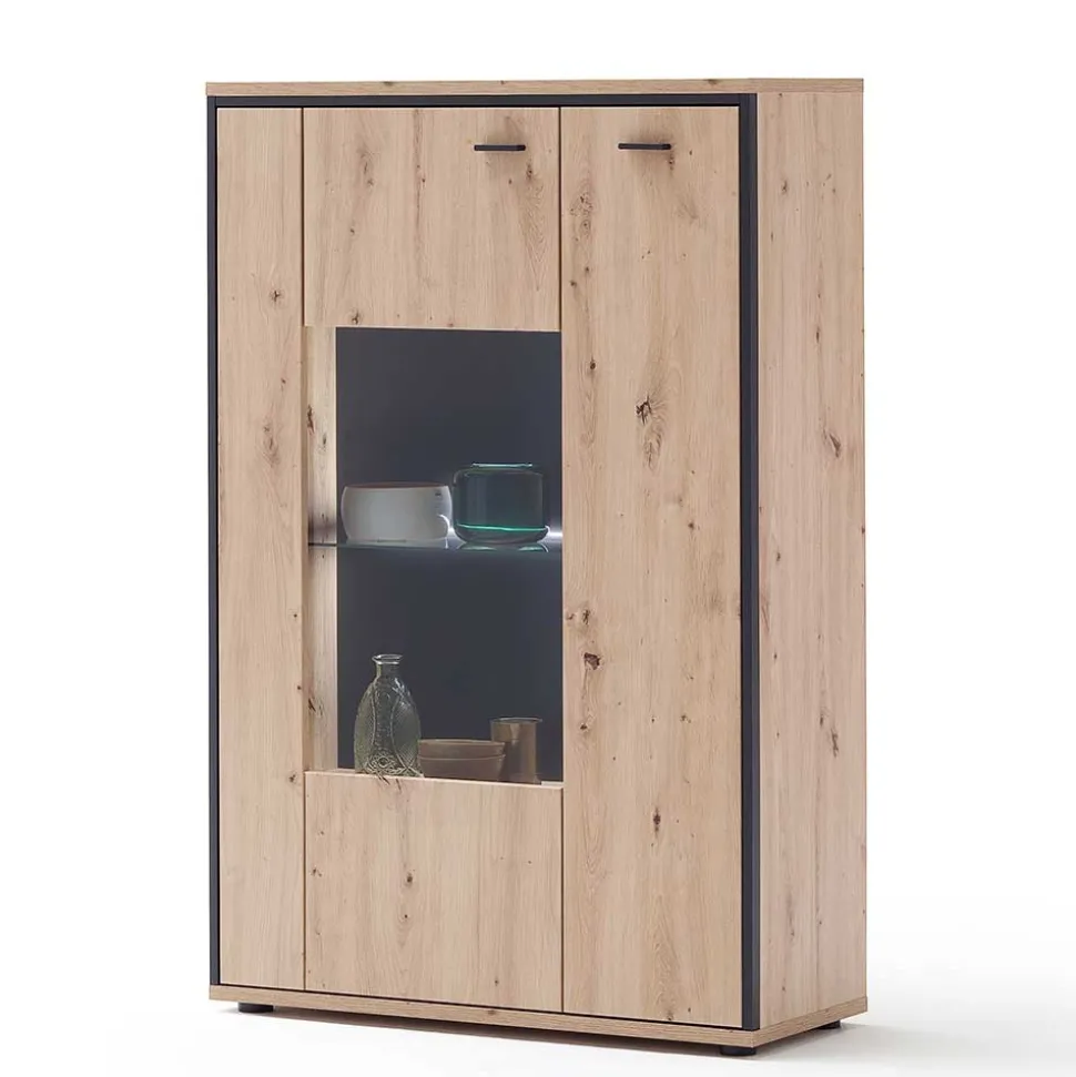 93x142x38 Highboard mit Glaseinsatz - Nikdus