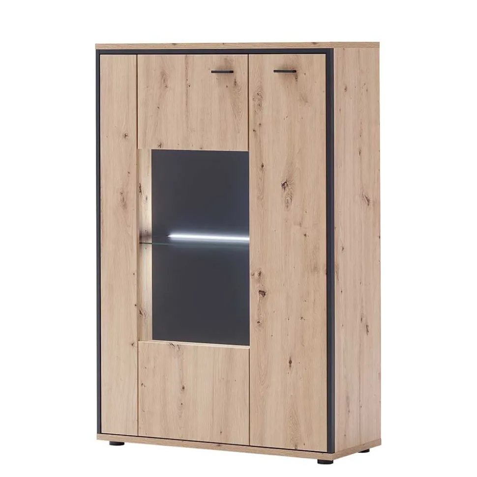 93x142x38 Highboard mit Glaseinsatz - Nikdus