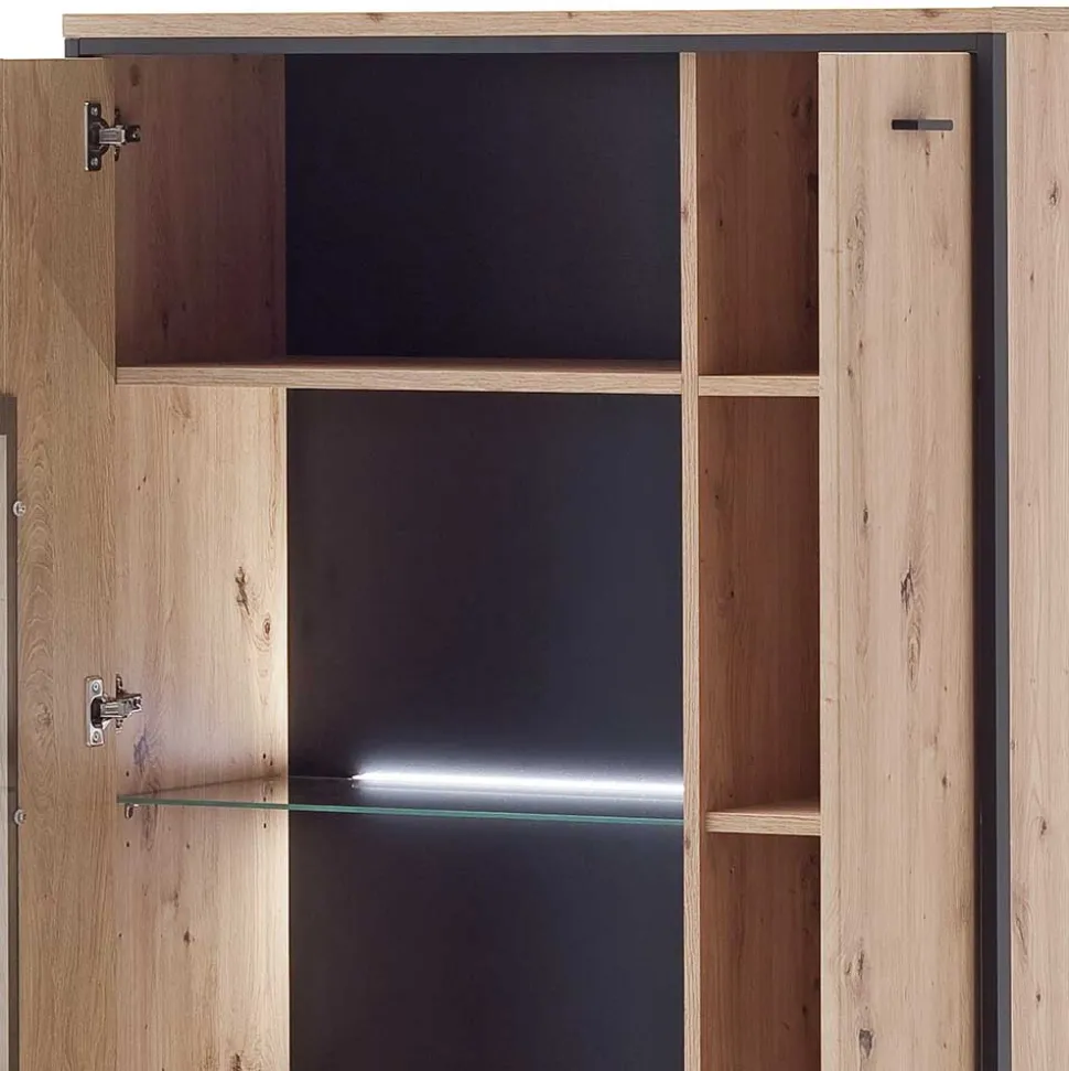 93x142x38 Highboard mit Glaseinsatz - Nikdus