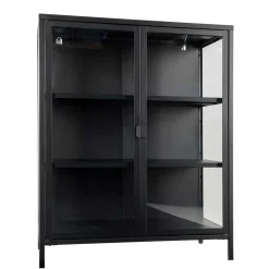 80x102x40 Highboard Vitrine aus Glas & Stahl - Immy