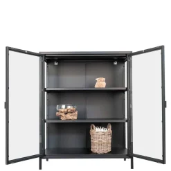 80x102x40 Highboard Vitrine aus Glas & Stahl - Immy