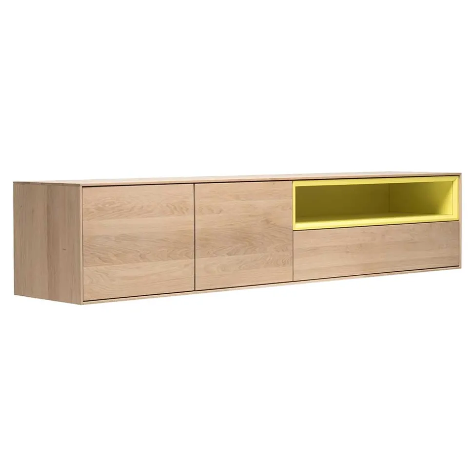 205x43x40 Hängeschrank fürs Wohnzimmer in Eiche Bianco - Enifra