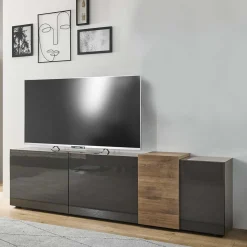 181x59x44 Hochglanz TV Unterschrank in Grau - Eracosta