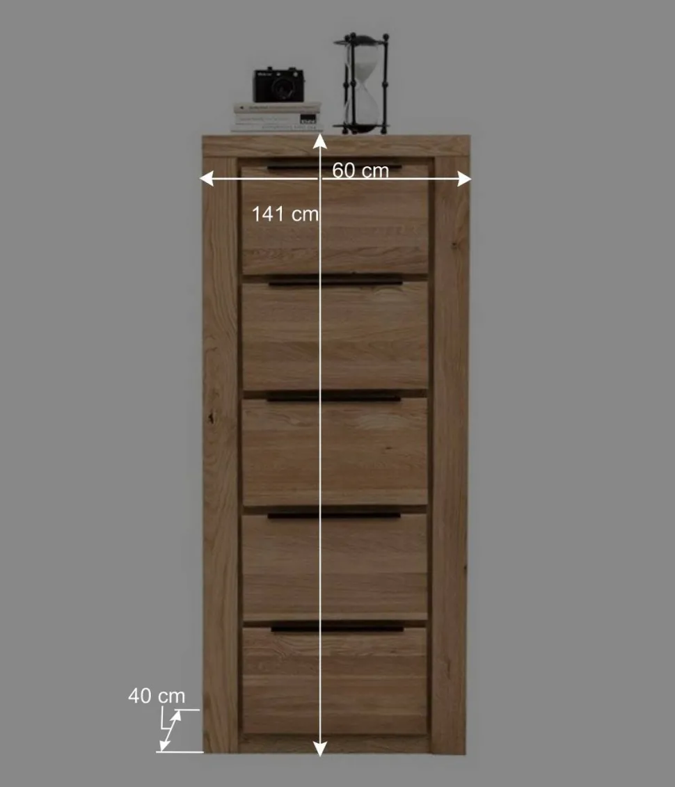 60x141x40 Hochkommode aus Eiche teilmassiv - Nelenia