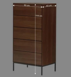 60x114x40 Hochkommode in Nussbaumfarben - Milena