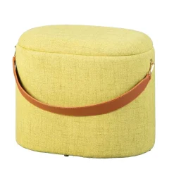 42x36x30 Hocker mit Griff in Gelbgrün Stoff - Domiano
