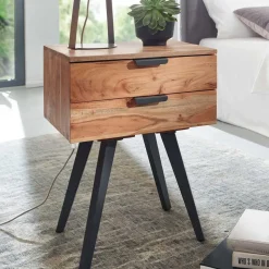 47x65x35 Hohe Nachtkommode aus Akazie Natur - Ishi