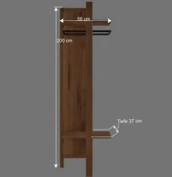 58x200x37 Holz Garderobe aus Wildeiche - Mulcian