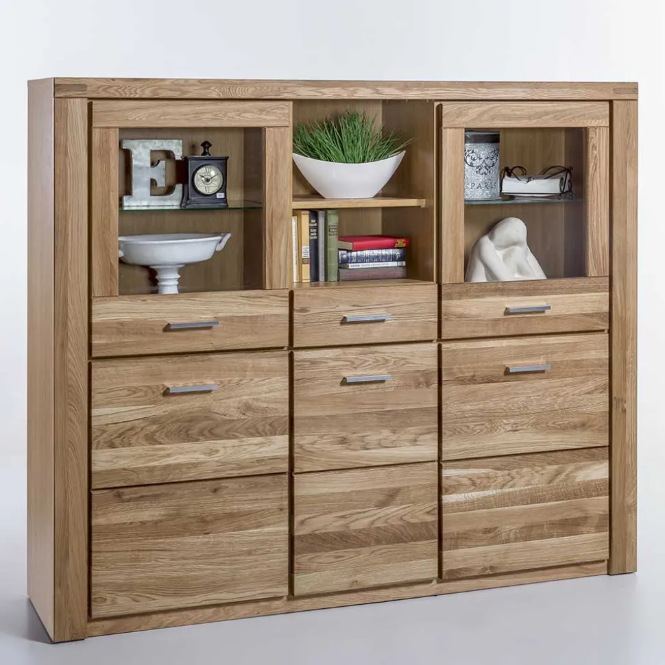 158x140x40 Holz Highboard aus Wildeiche - Maila